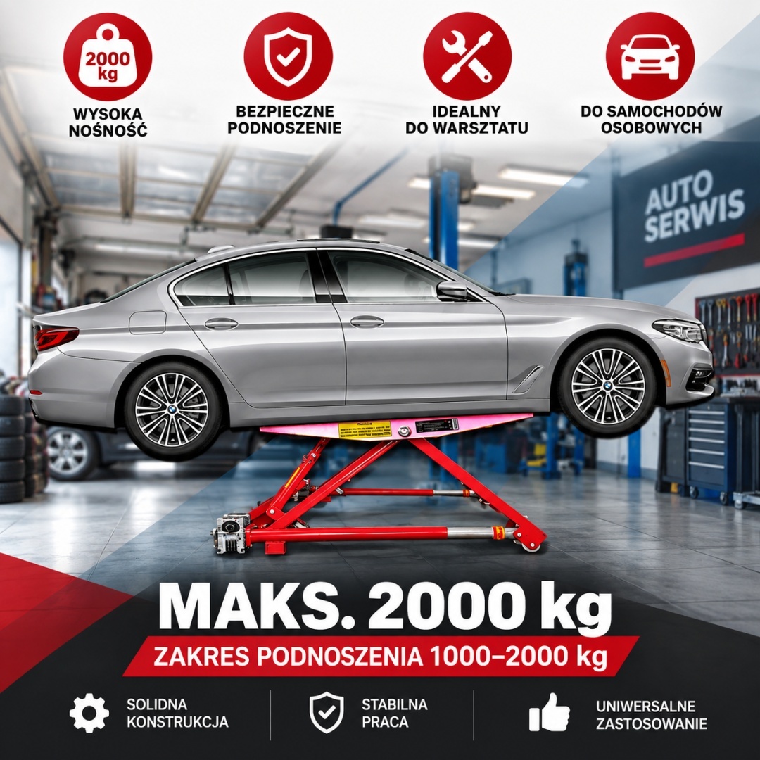 Dílenský zvedák naklápěcí mobilní automobilový do 2000kg kolébkový MS19230